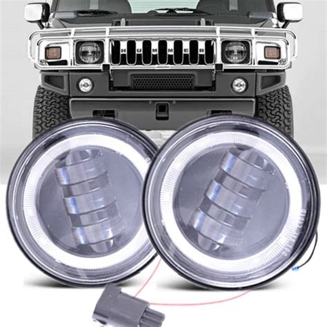 Faros Niebla Led Hummer H2 2003 Al 2009 Con Lupa Y Aro Angel Envío gratis