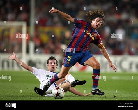 Barcelonas Carles Puyol Kievs Artem Milevskiy Battle For The Ball Hi