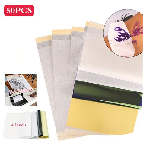 Tattoo Transfer Paper 50 Sheets Tattoo Stencil Paper For Tattooing To Skin, 4 Layers Premium ...