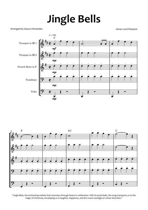 Jingle Bells Arr Glauco Fernandes By James Lord Pierpont Sheet Music For Brass Ensemble At