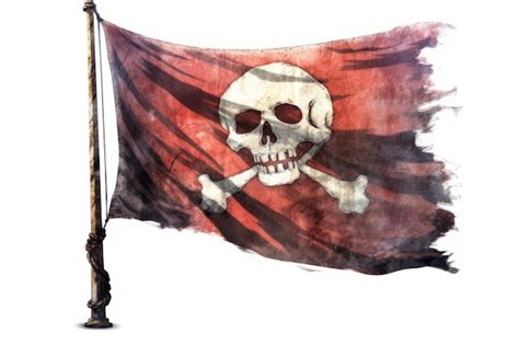 Premium Ai Image Pirates Flag Waving Proudly On White Background