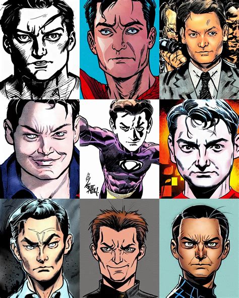 Real Tobey Maguire Jim Lee Flat Ink Colored Stable Diffusion