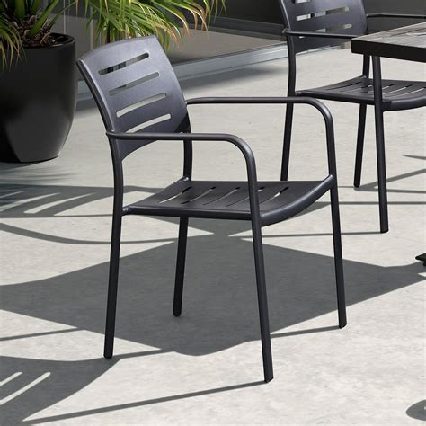 Armen Living Zander Aluminum Stackable Patio Dining Chair