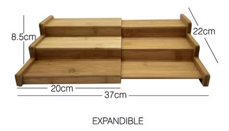 Repisa Estante Escalonada Bambú Expandible Organizar Alacena Meses
