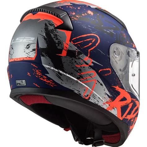 Capacete LS2 FF353 Rapid Naughty Azul Fosco Laranja Fluo Grid Motors