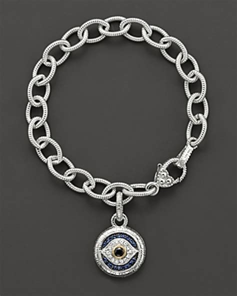 Judith Ripka Sterling Silver Evil Eye Charm Bracelet In Metallic Lyst