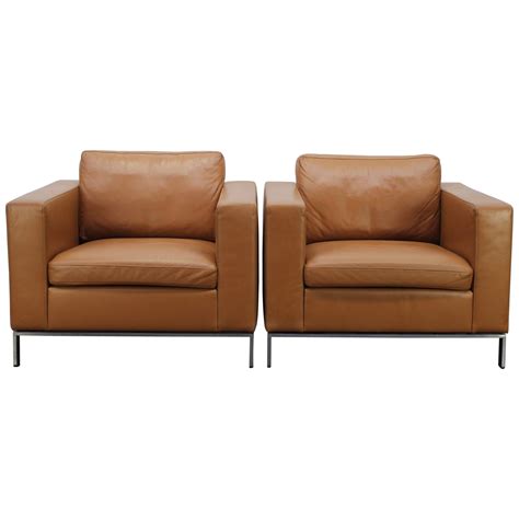 Walter Knoll Foster Armchairs In Tan Brown Leather By Norman