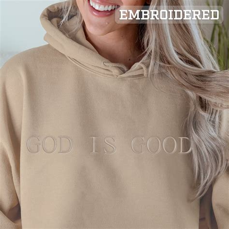 Embroidered God Is Good Hoodie Christian Sweatshirt Minimalist Etsy