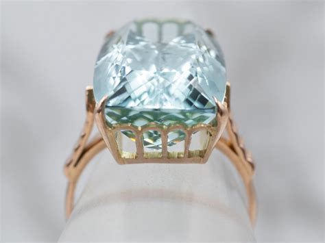 Vintage Aquamarine Cocktail Ring Fine Aquamarine Ring Large - Etsy