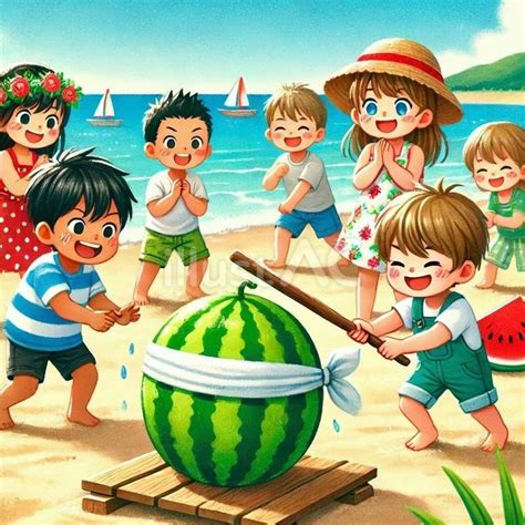 スイカ割りイラスト - No: 25418439｜無料イラスト・フリー素材なら「イラストAC」