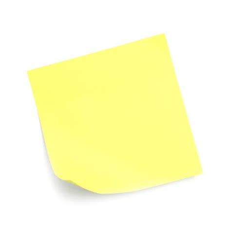 Blank Yellow Sticky Note White Background Top View Stock Photo