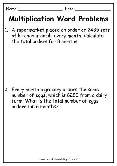 Multiplication Sums Worksheet Digital Worksheets Library