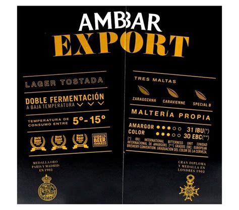 CERVEZA TOSTADA TRES MALTAS AMBAR EXPORT PACK 6X25 CL