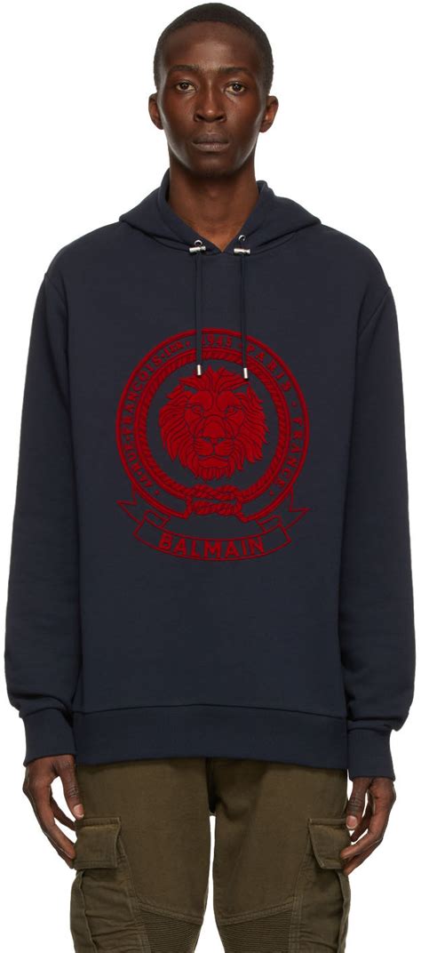 Balmain Navy Cotton Hoodie Balmain