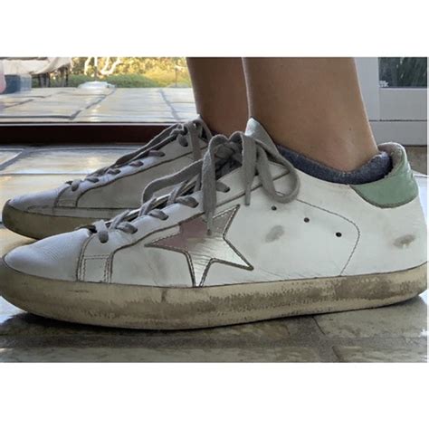 Golden Goose Women S Green And Silver Trainers Depop