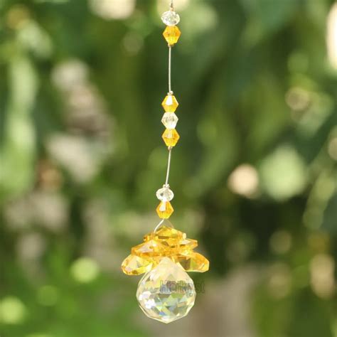 Yellow Crystal Ball Suncatcher Feng Shui Prisms Pendant Pendulum