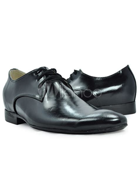 Unique Black Rubber Cowhide Taller Shoes For Men - Milanoo.com