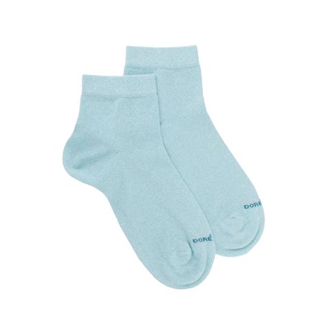 Women's glitter cotton ankle socks - Cyan | Doré Doré