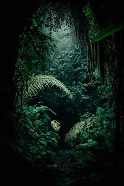 Premium AI Image | Night tropical jungle background