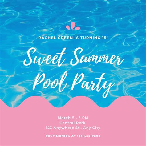 Pool Party Invitation Etsy