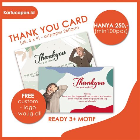 Jual Thanks Card Olshop Kartu Ucapan Terimakasih Kartu Nama