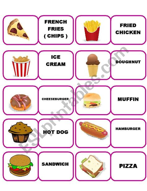 FAST FOOD DOMINO ESL Worksheet By Ivanabu