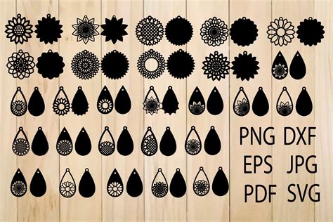 Free SVG Sunflower Earring Svg 4048 File Include SVG PNG EPS DXF