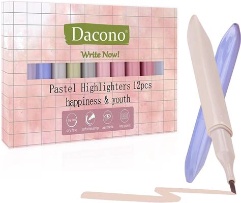 Amazon Dacono Aesthetic Cute Pastel Highlighters Set 12 Pcs