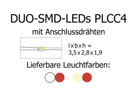 Duo Smd Leds Bauform Plcc Mit Angel Teten Kupferlackdr Hten Tams