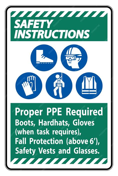 Premium Vector | Safety Instructions Sign Proper PPE Required Boots