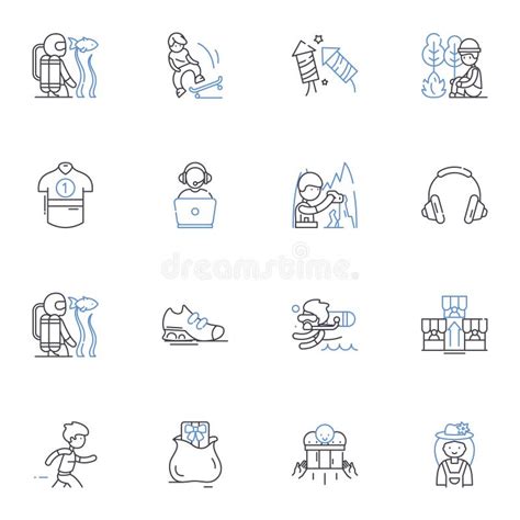 Travel Business Line Icons Collection Adventure Accommodation