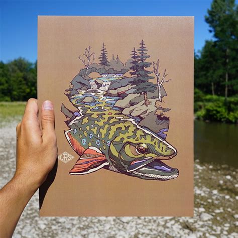 Brook Trout Waters Print Lakes Rivers Streams