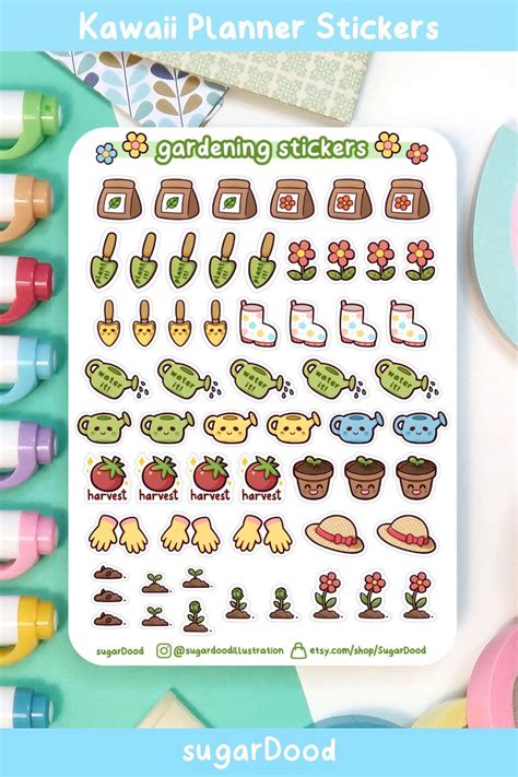 G Rtnern Sticker Sheet Kawaii Gartenarbeit Aufkleber F R Etsy De In