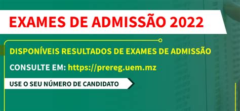 Resultados dos exames de admissão na UEM 2022 MOZABC