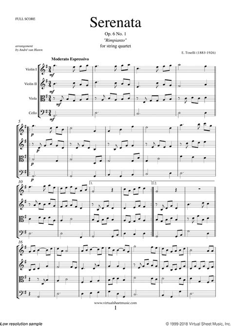 Toselli Serenata Op6 No1 Full Score And Parts Sheet Music For