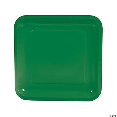 Green Square Paper Dinner Plates