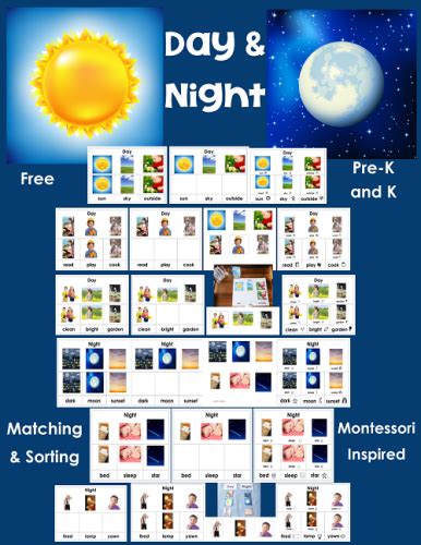 Day and Night Montessori Cards Freebie