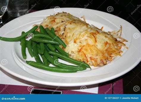 Plate Of Green Beans And Hash Browns Stock Image Image Of Veggies Cuisine 127136227