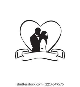 Bride Groom Wedding Silhouette Banner Vector Stock Vector (Royalty Free ...