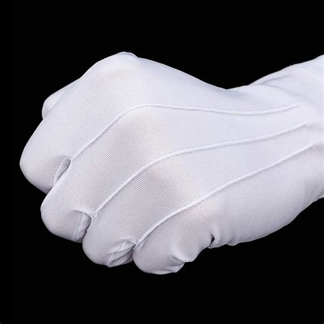 Shappy 2 Pairs White Cotton Gloves Men Costume Stitched