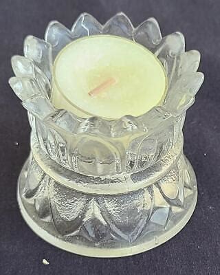 Beautiful Vintage Pressed Glass Candlestick Holder Vgc Interesting