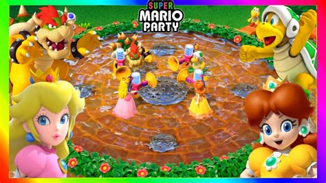 Super Mario Party Minigames Bowser Vs Hammer Bro Vs Peach Vs Daisy