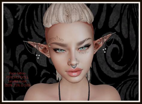 Second Life Marketplace Face Tattoo Psycho Doll Lelutka Evox Bom