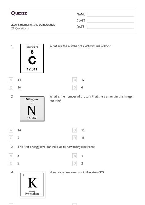 50 Chemistry Worksheets For 10th Grade On Quizizz Free And Printable