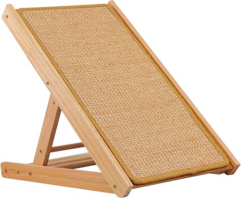 Shengocase Tilted Angled Cat Sisal Scratcher Ramp Incline Natural Wood