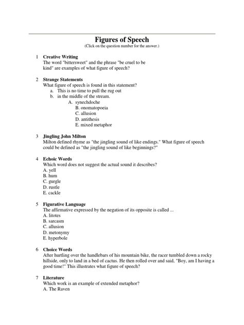 Figure of Speech Quiz | Metaphor | Philology