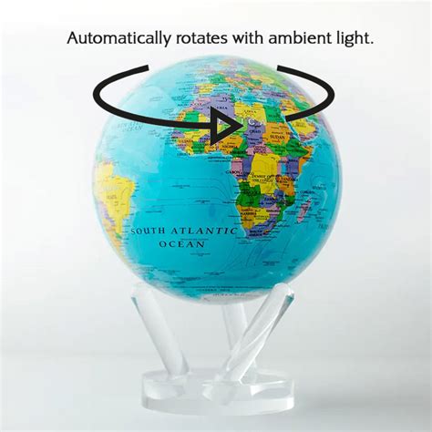 Blue Political Map Rotating World Globe | Solar Powered World Map Moving Globe