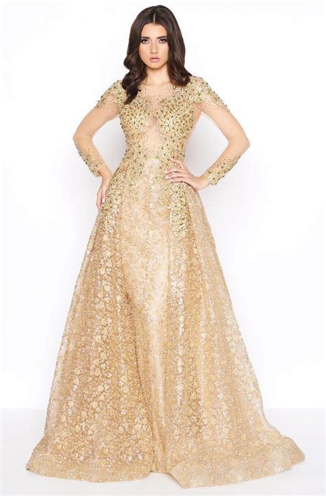 Mac Duggal 20100d Embellished Sheer Long Sleeves Gown With Overlay