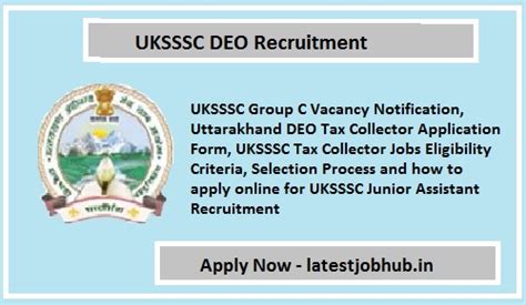 UKSSSC DEO Recruitment 2024 Uttarakhand Tax Collector Jobs