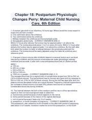 Postpartum Physiologic Changes Nursing Care Guide Course Hero